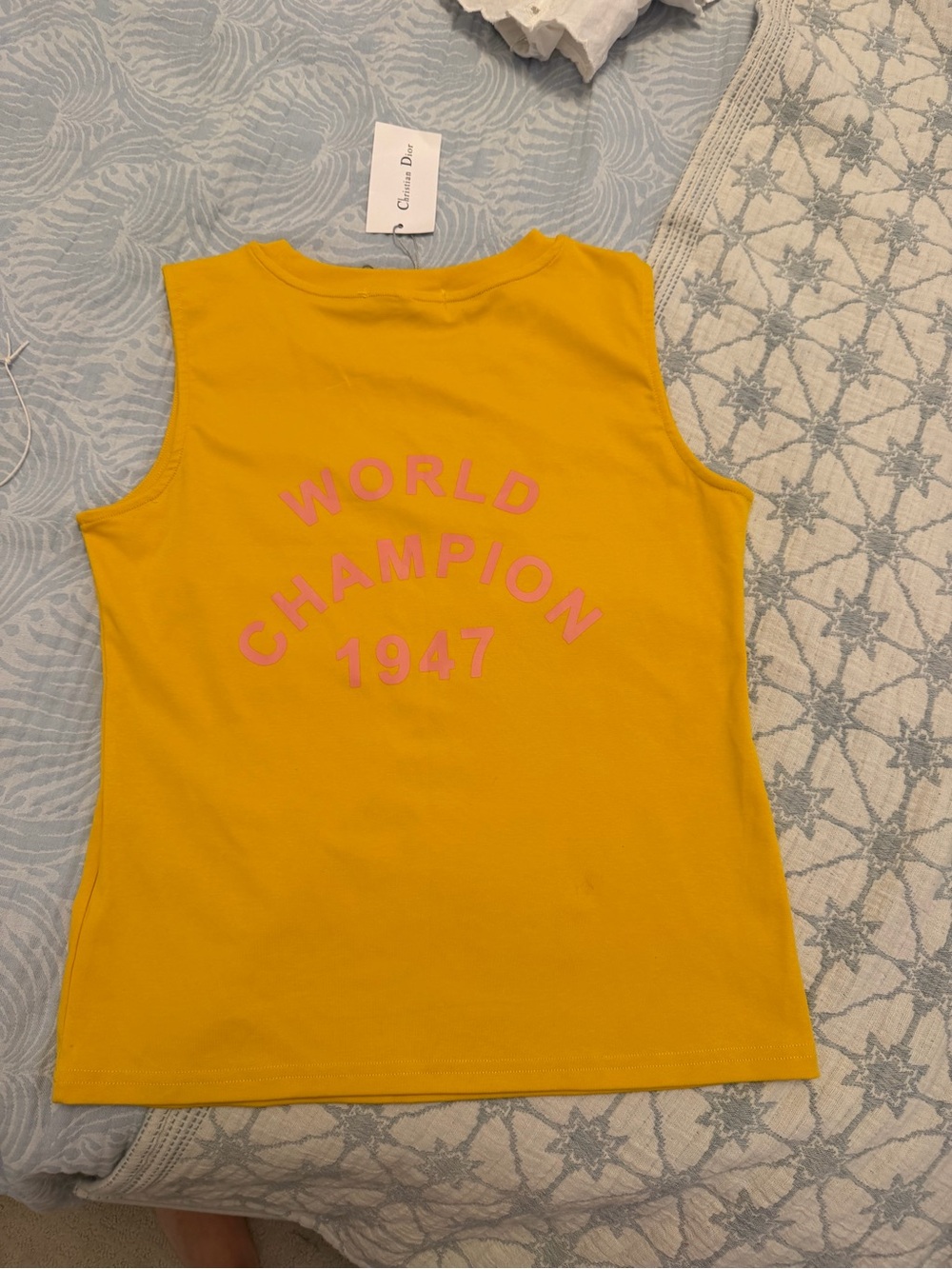 Dior J'Adore Logo Tank Top - Yellow/Pink - Picture 6 of 7
